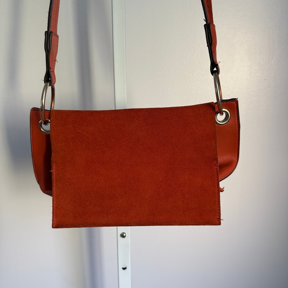 Parfois Shoulder Bag Suede Flap Closure Copper Color Purse - Picture 2 of 12